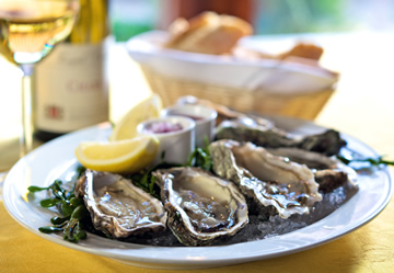 Fresh oysters on ice